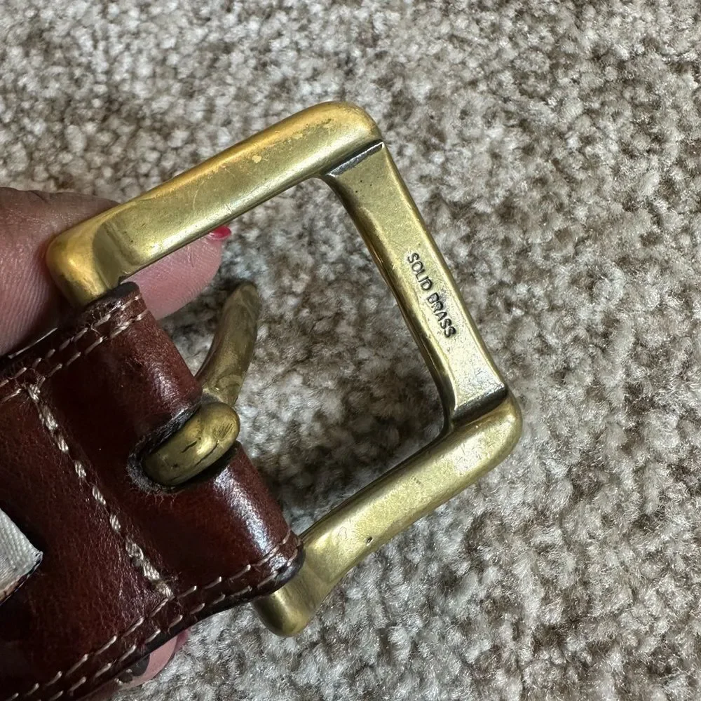 Fossil Brown Leather Belt 42 Cognac